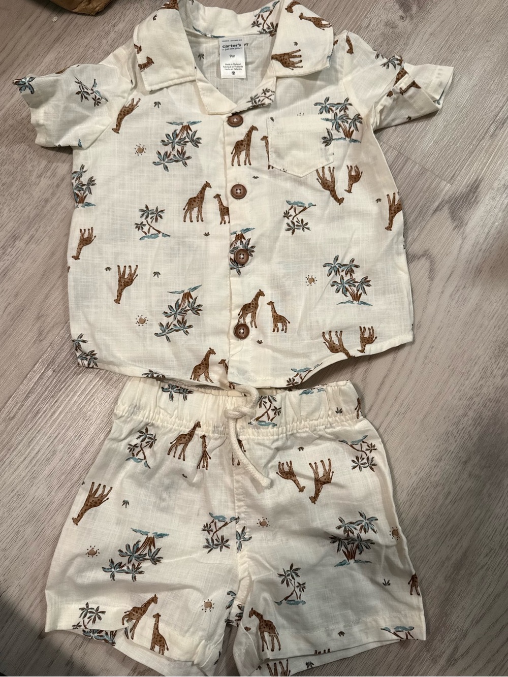 Carter's Giraffe Print Shirt & Shorts Set